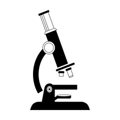 vector black and white flat illustration icon laboratory microscope 