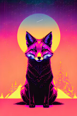 Abstract cyberpunk illustration of fox