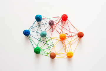 Teamwork, network and community concept. Multi color connections. Generative ai edited