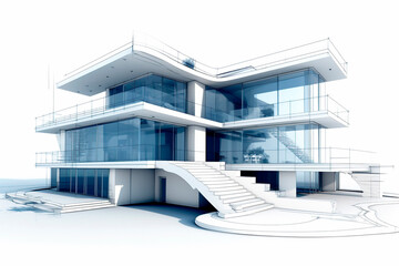 Obraz premium Blueprint of a modern house. building project plan. Designed using generative ai