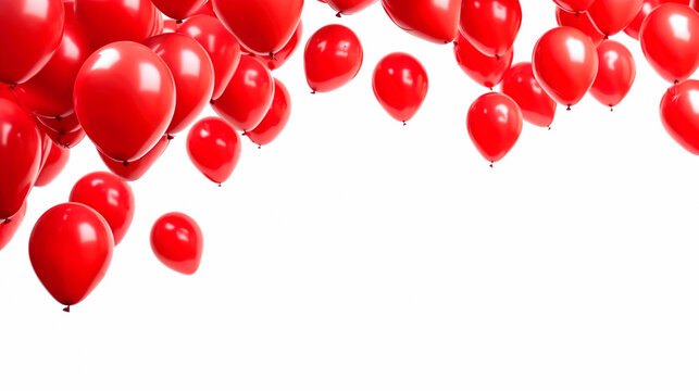 Fototapeta red balloons isolated on white with copy space. Generative ai edited
