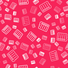 White line Shopping list icon isolated seamless pattern on red background. Vector