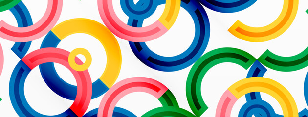 Obraz premium Colorful circle abstract background with vibrant and eye-catching design that incorporates a variety of different shades and hues creating a swirling, dynamic effect