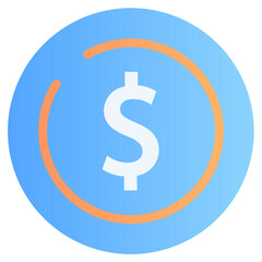 The Dollar Coin icon is a symbol of money, wealth, and financial value, commonly used in financial or investment-related apps and websites