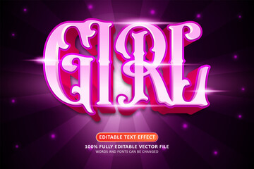 Girl pink style 3d editable modern text effect