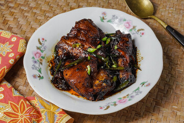 Delicious chicken soy sauce. Malaysian people called Ayam Masak Kicap on a plate