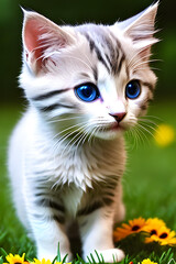 Obraz premium Illustration of adorable kitten play.