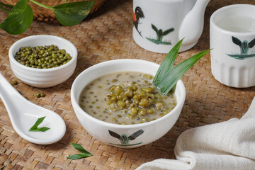 Delicious sweet porridge Mung Seans or Malaysian people called Bubur Kacang Hijau is a Malaysian...