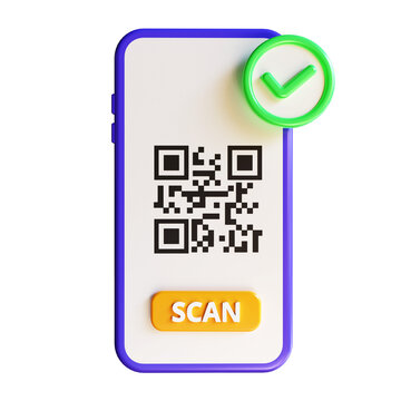 Scanning QR code, QR code verification, download page of the mobile apps, transaction with QR code from online payment, shopping special offer promotion via smartphone, 3d rendering