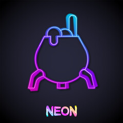 Glowing neon line Witch cauldron icon isolated on black background. Happy Halloween party. Vector