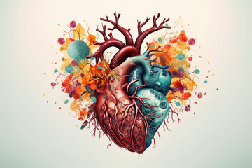 Heart with Floral Elements representing the love for nature in spring and summer. Ai generated