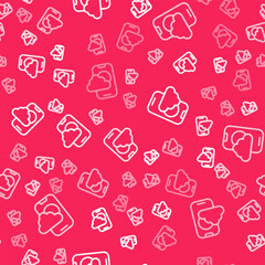 White line Weather forecast app icon isolated seamless pattern on red background. Vector