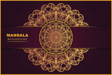 Creative vector luxury decorative mandala background with gold and red color ornament pattern. Arabic Islamic unique style mandala design