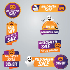 Halloween sale tag design collection