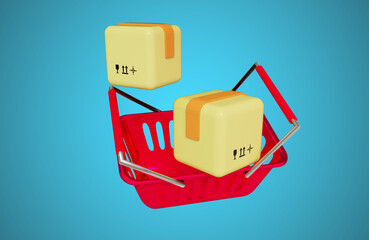 delivery box 3d render post