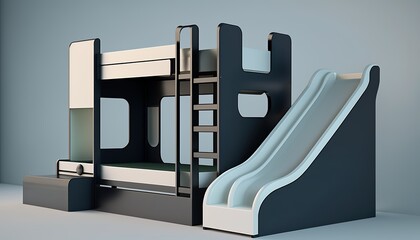 a beautiful, unique bunk bed with a slide for the children's room