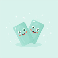Obraz premium Mint flavor chewing cute cartoon gum