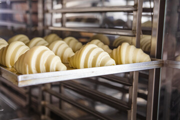 Bake proofed croissant dough on sheet