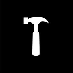 Hammer icon isolated on black background 