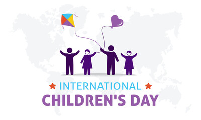 International children's day. Vector illustration of happy children's day background poster with happy kids vector illustration.