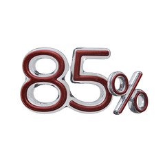 85 percent 3D number transparent background