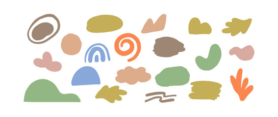 Abstract minimal shapes set isolated on white background. Modern organic trendy graphic elements. Vector illustration