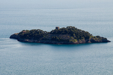 Li Galli islands with the Amalfi coast in the background, Italy. - 599214044