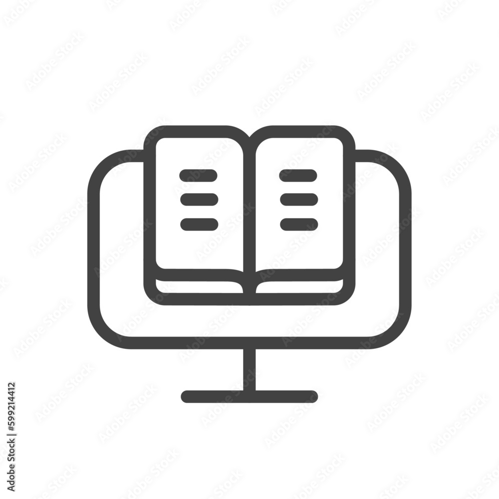 Poster outline style ui icons online education and training course collection. vector black linear illustra