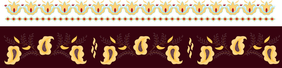 set of Crimean ornaments, gold, burgundy, oriental pattern