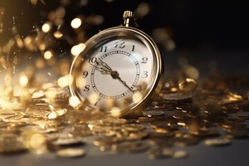 Financial investments, watches and gold coins. Generative ai.