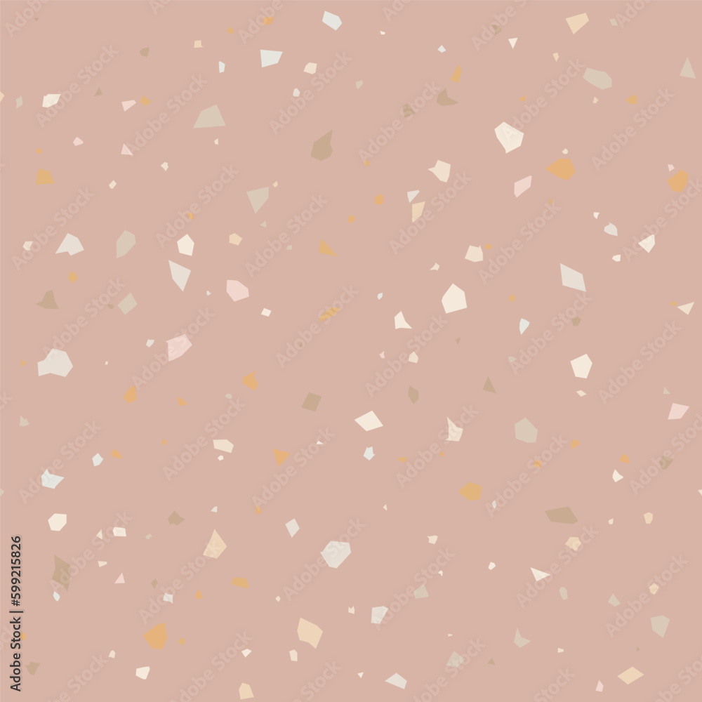 Poster Terrazzo flooring textured surface modern abstract pattern. Vector seamless abstract repeat with chips of marble or granite in soft pastel colors.