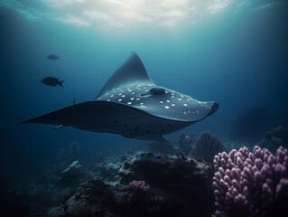 Manta Ray Magic: Stunning Ocean Scene AI Generated Generative AI