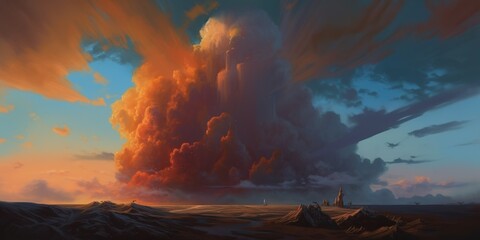 an image depicting a huge cloud floating in the sky Generative AI