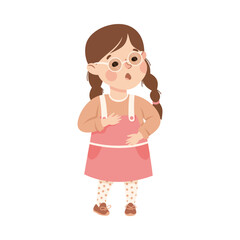 Upset little girl. Stressed schoolkid. Conflict at school, bullying, intimidation of weak cartoon vector illustration