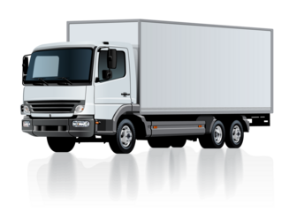 White cargo truck isolated on white. PNG format with transparency