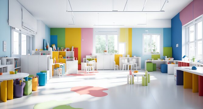 Photo of a colorful and fun-filled playroom for kids