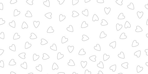 Monochrome vector seamless pattern, for birthday, Valentine`s day.White heart sketch, beautiful background. Sweet love texture for postcards, banners, posters, websites and decorative prints.