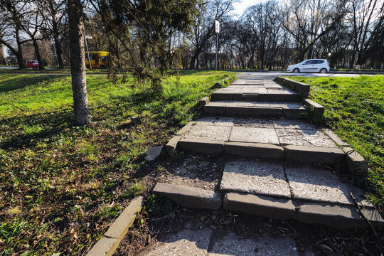 stone stairs in the park. travel and sightseeing concept
