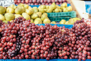 Red grape on a street market 