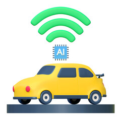 Ai self driving car artificial intelligence icon 3d illustration