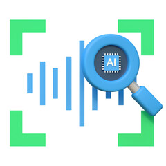 Ai voice recognition artificial intelligence icon 3d illustration