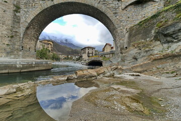 Fototapeta na wymiar San Giovanni Bianco, little town in Val Brembana valley, Bergamo, Lombardy, Italy