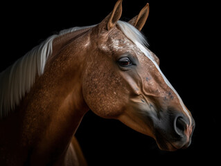 Obraz premium Tête de cheval sur fond noir