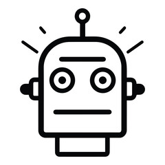 Robot Flat Icon Isolated On White Background