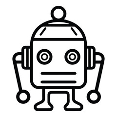 Robot Flat Icon Isolated On White Background