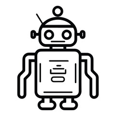 Robot Flat Icon Isolated On White Background