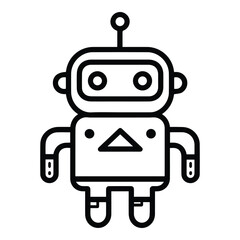 Robot Flat Icon Isolated On White Background