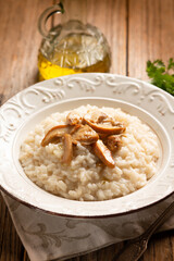 Rice with cep, traditional italian recipe