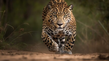 Naklejka na ściany i meble Incredible Jaguar in Natural Habitat AI Generated Generative AI