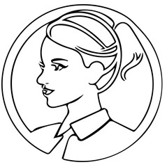 Businesswoman vector illustration in black suit, female entrepreneur logo design 